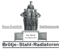 Qualitätstest 1936: BRÖTJE Stahl Radiatoren mit durchgängiges Stabilisationsrohr.
