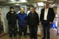 Alle Beteiligten sind mit dem Ergebnis sehr zufrieden (v.l.n.r.): Oliver Fliegenschmidt, Marcel Vieth (beide bei SHK Büchen), Burkhard Büchen (SHK-Meister), Daniel Norder (Key-Account-Manager bei BRÖTJE).