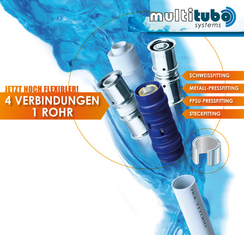 1 System mit 4 Verbindungen für 1 Rohr, damit erhält...