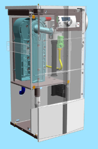 Bei den Brennwert-Standkesseln bis 35 kW kann innerhalb der Kesselverkleidung eine Mischerbaugruppe eingebaut werden. 