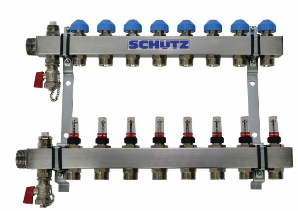 Der eigens neu von Schütz entwickelte Heizkreisverteiler...