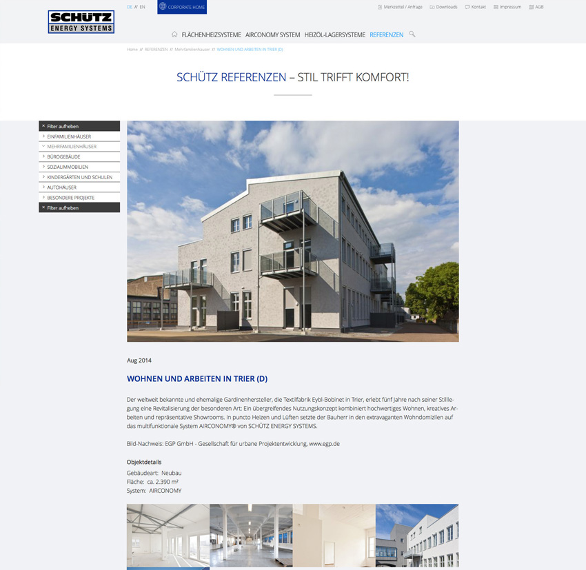 Im Zuge des Website Relaunchs von Schütz wurde auch...