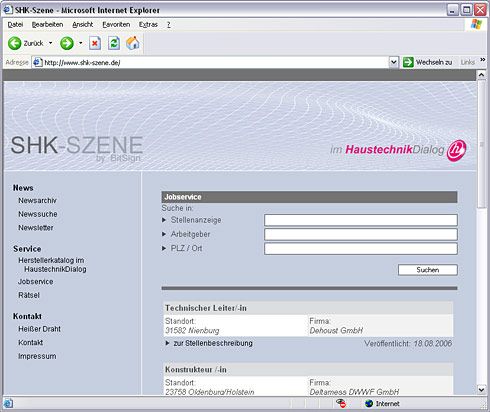 Der Jobservice von SHK-SZENE.
