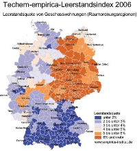 Leerstandsquote von Geschosswohnungen im Jahr 2006. Grafik: Techem-empirica