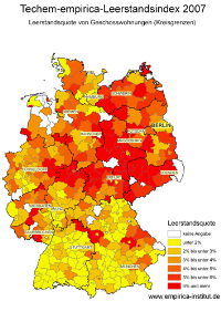 Die Deutschlandkarte zum Techem-empirica-Leerstandsindex 2007. Quelle: Techem
