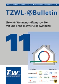 Das TZWL-eBulletin 11 - die aktuelle Liste für Wohnungslüftungsgeräte mit und ohne Wärmerückgewinnung. Bild: TZWL
