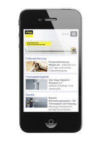 Der mobile Viega Internetauftritt bietet die gleiche Gliederung und Informationstiefe wie die „stationäre“ Lösung. Entsprechend vertraut sind das Surfen und die Informationsbeschaffung auf diesen Seiten.