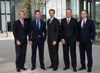 Der Vorstand der Wilo-Gruppe. V.l.n.r.: Dipl.-Ing. Gilbert Faul; Dipl.-Oec. Oliver Hermes, Vorstandsvorsitzender; MBA Dipl.-Ing. Eric Lachambre; Dr.-Ing. Holger Krasmann, Tobias Ketterle (CFO). Bild: Wilo SE