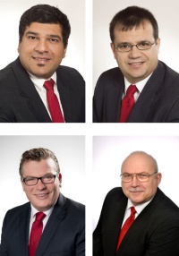 Die neuen Ansprechpartner der Windhager-Kunden in Süddeutschland: Suresh Jit (links oben), Johann Fischer (rechts oben), Florian Haban (links unten) und Uwe Neuendorf (rechts unten). Bild: Windhager Zentralheizung GmbH<br />