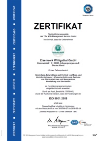 TÜV SÜD - ISO 9001:2008Bild: Wittigstahl GmbH