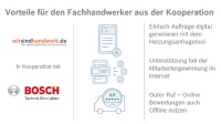 Die Heizungsmarke Bosch und „Wir sind Handwerk“ vereinfachen nicht nur die Mitarbeitersuche. Durch positive Bewertungen der Kunden steigt die Online-Sichtbarkeit. Neue Aufträge erhalten Installateure einfach und schnell über das digitale Angebotstool.<br />Bild: Bosch Thermotechnik