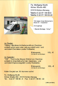 Der Endverbraucherflyer, mit dem Wolfgang Wurth seine Kunden informierte.