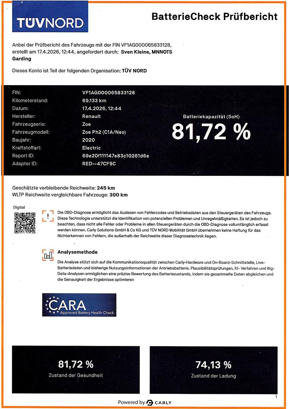 BatterieCheck mit Prüfbericht 