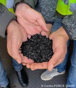 Biochar (Biokohle) nach der Karbonisierung