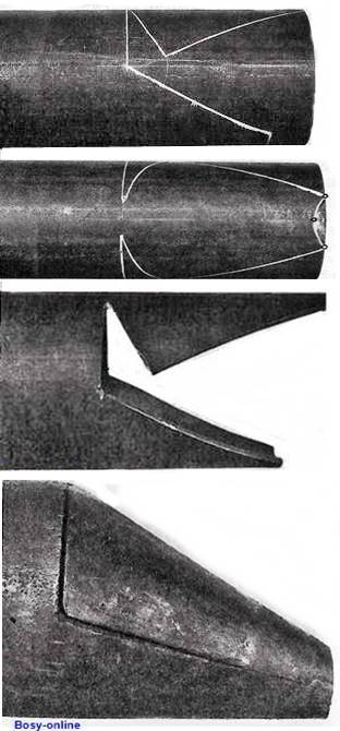 Einziehungen mit zwei keilförmigen Keilen