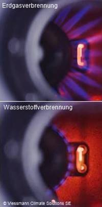 Verbrennungsbild bei Erdgas und Wasserstoff
