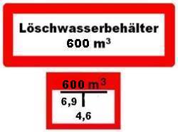 Löschwasserbehälter - Hinweisschilder DIN 4066 B2 und D1