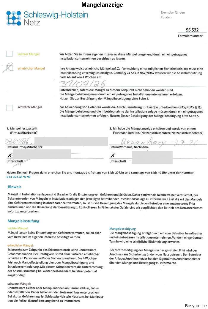 Mängelanzeige