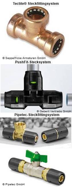 Verschiedene Steckfittingsysteme