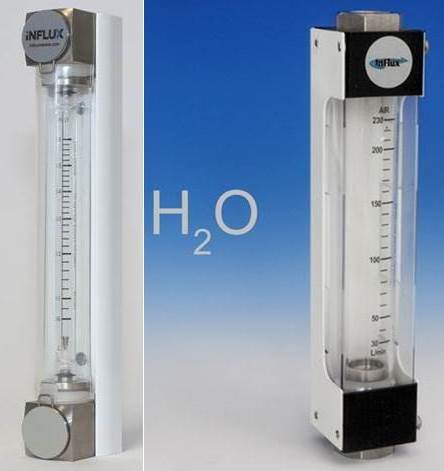 Rotameter (Uniflux-Wasser [Anschluss waagerecht] und  Fluxline-Wasser [Abschluss senkrecht])