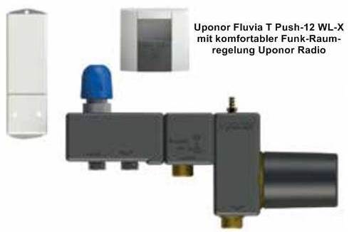 Uponor Fluvia T Push-12 WL-X mit komfortabler Funk-Raumregelung Uponor Radio mit Wärmedämmung